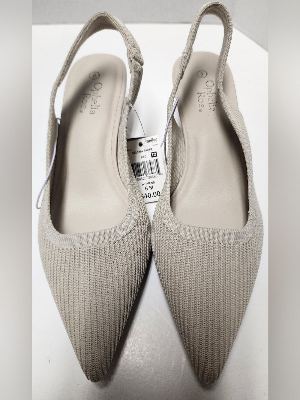 Size 6 Medium Women's Heels Ophelia Roe Knitted Slingback Kitten Cream White NWT